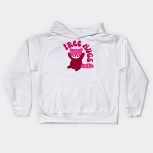 Free Hugs Red Panda in Pink Kids Hoodie